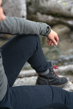 Lounging on rock. VERSA Outfitters Fleece Pants slip in boots easy