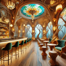 Designing a Dreamy Bar: The Fusion of Art Nouveau Elegance and Organic Design Harmony