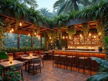 Moonlit Rooftop Jungle Bar: Tropical Paradise Above the City
