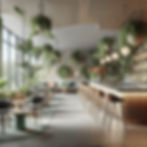a nature-inspired bar interior in spring