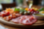 Eye-level view of a bistro charcuterie board
