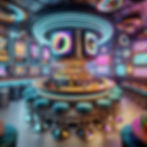 A cozy section of a Pokemon-themed bar, showcasing a Y2K design.