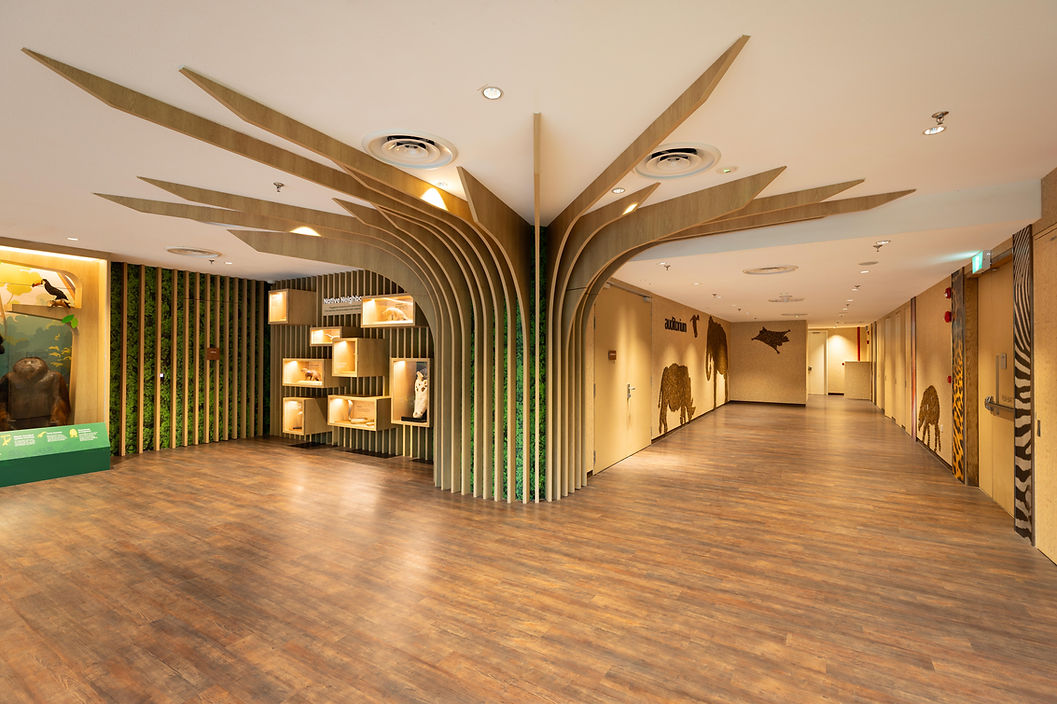 Open lobby view of the Zoo Learning Centre interior.