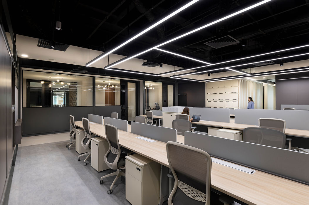 Open workstation area in the Samudera workplace interior.