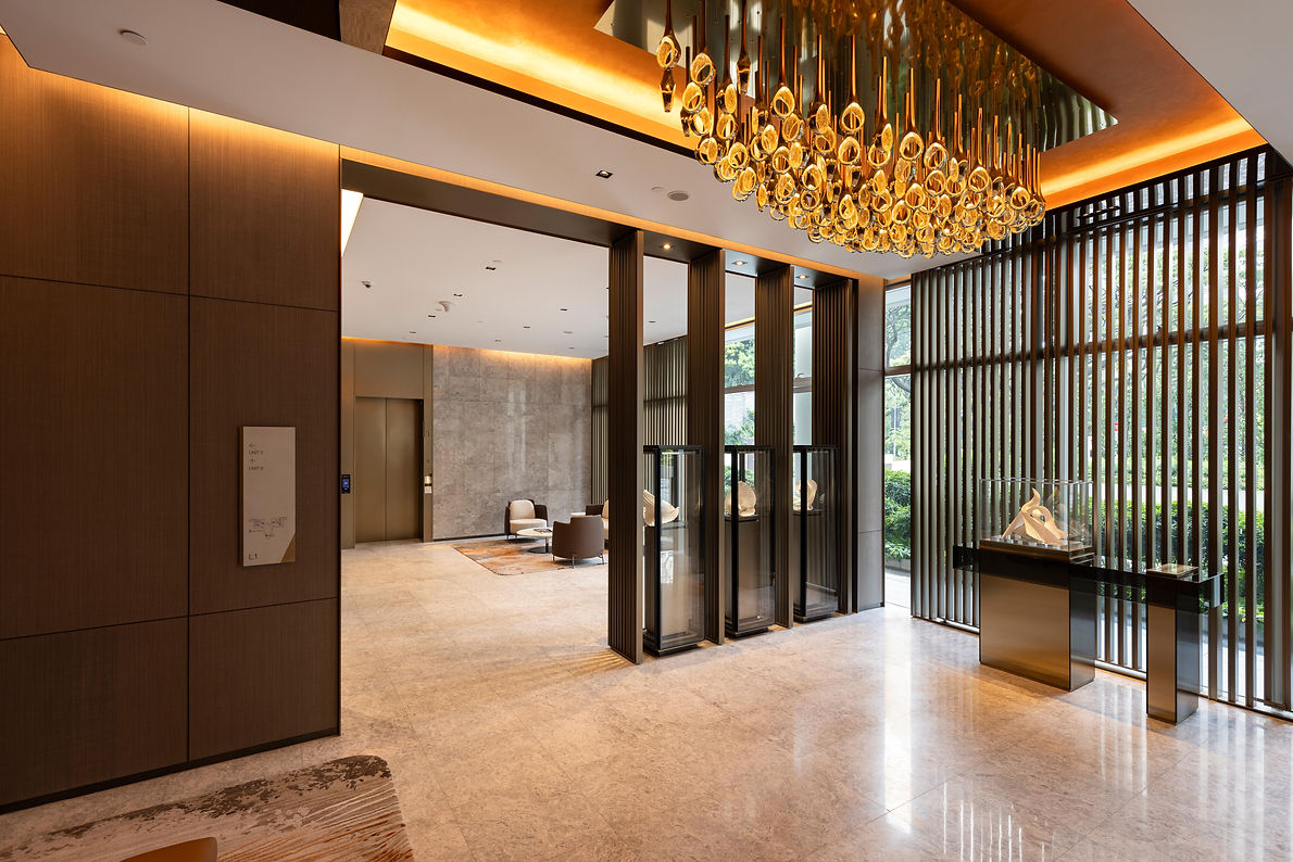 Lift lobby interior at Boulevard 88 in Singapore.