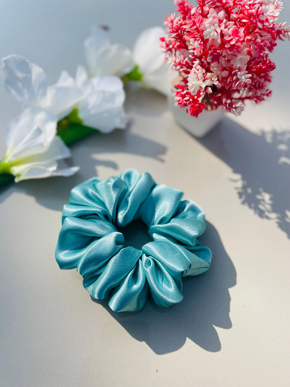 Thumbnail: Premium Moose Satin Solid Color Scrunchies for Girls and Women (Set of 4).