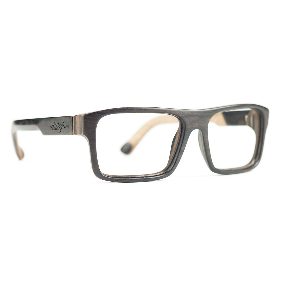 Lesena korekcijska očala izdelana iz lesa Ziticote in javorja, stranski pogled