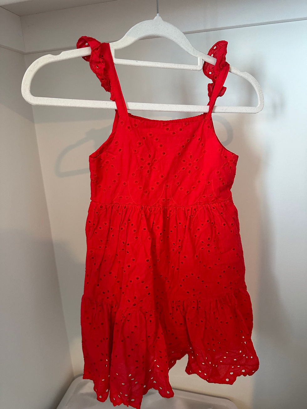 Red Broiderie Dress - Size 5