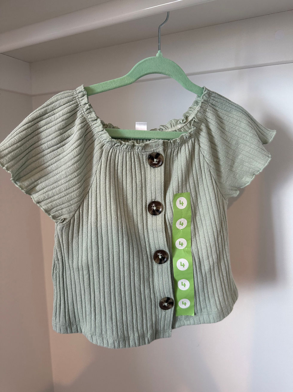Green Button Up Top - Size 4