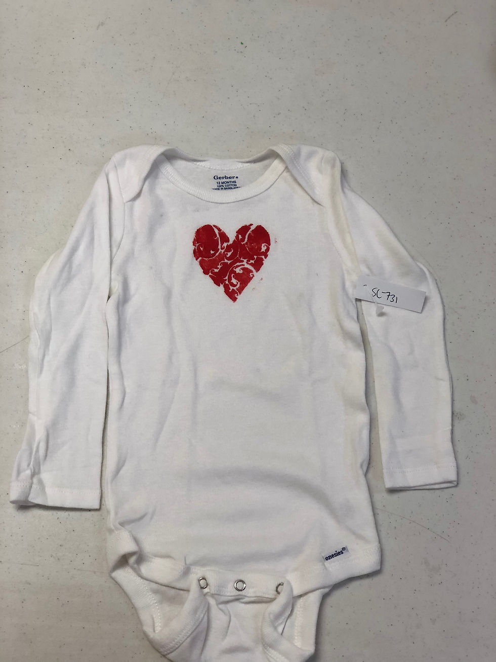 Long Sleeve Red Heart Onesie