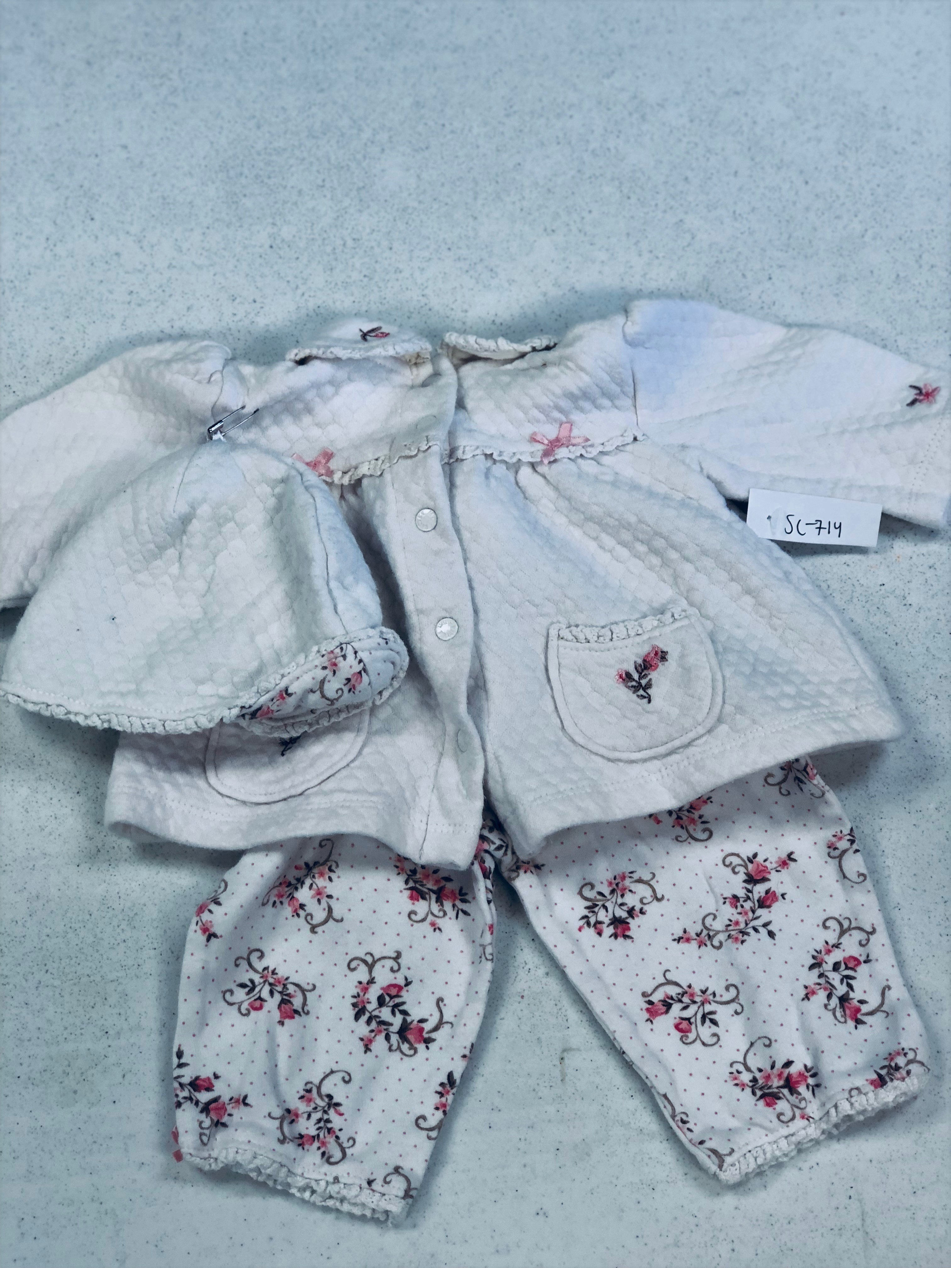 Long Sleeve White Top with Pants & Hat Set