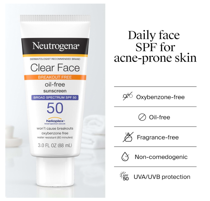 Miniatura: Neutrogena Clear Face Breakout Free Lekki Mleczko Przeciwsłoneczne SPF50 88ml