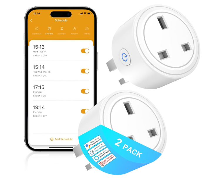 Surfou Smart Plug Wi-Fi Timer Socket with Energy Monitoring Mini Remote