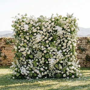 Luxury white flower wall for weddings in Newcastle upon Tyne, available to hire from Balloons So Sweet.