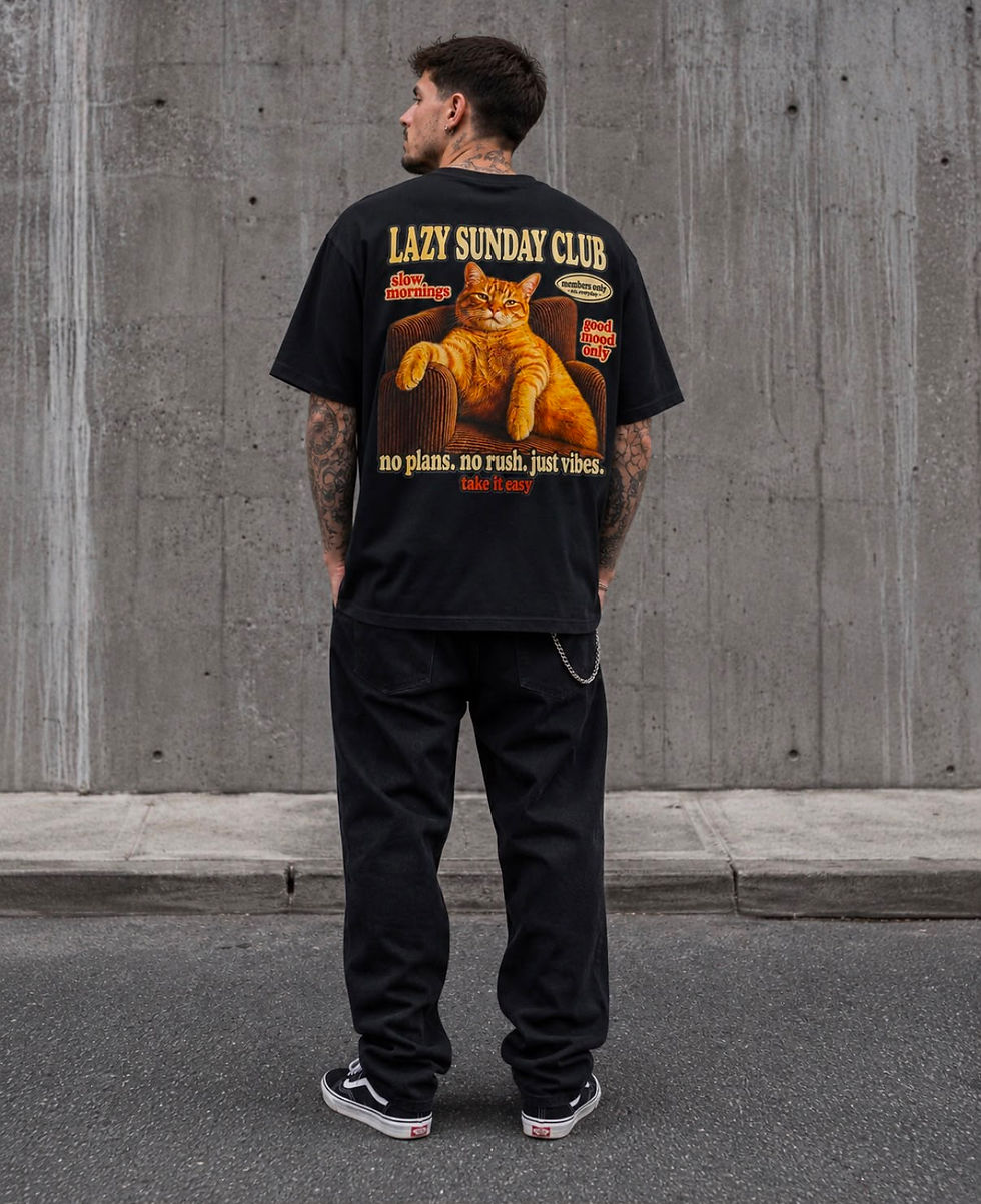 Küçük resim: Lazy Sunday Club – No Plans Oversize T-Shirt