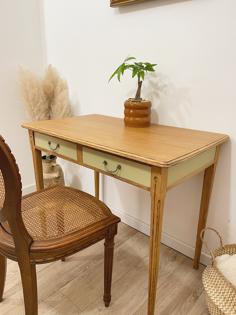 Miniature : Bureau vintage en pin massif