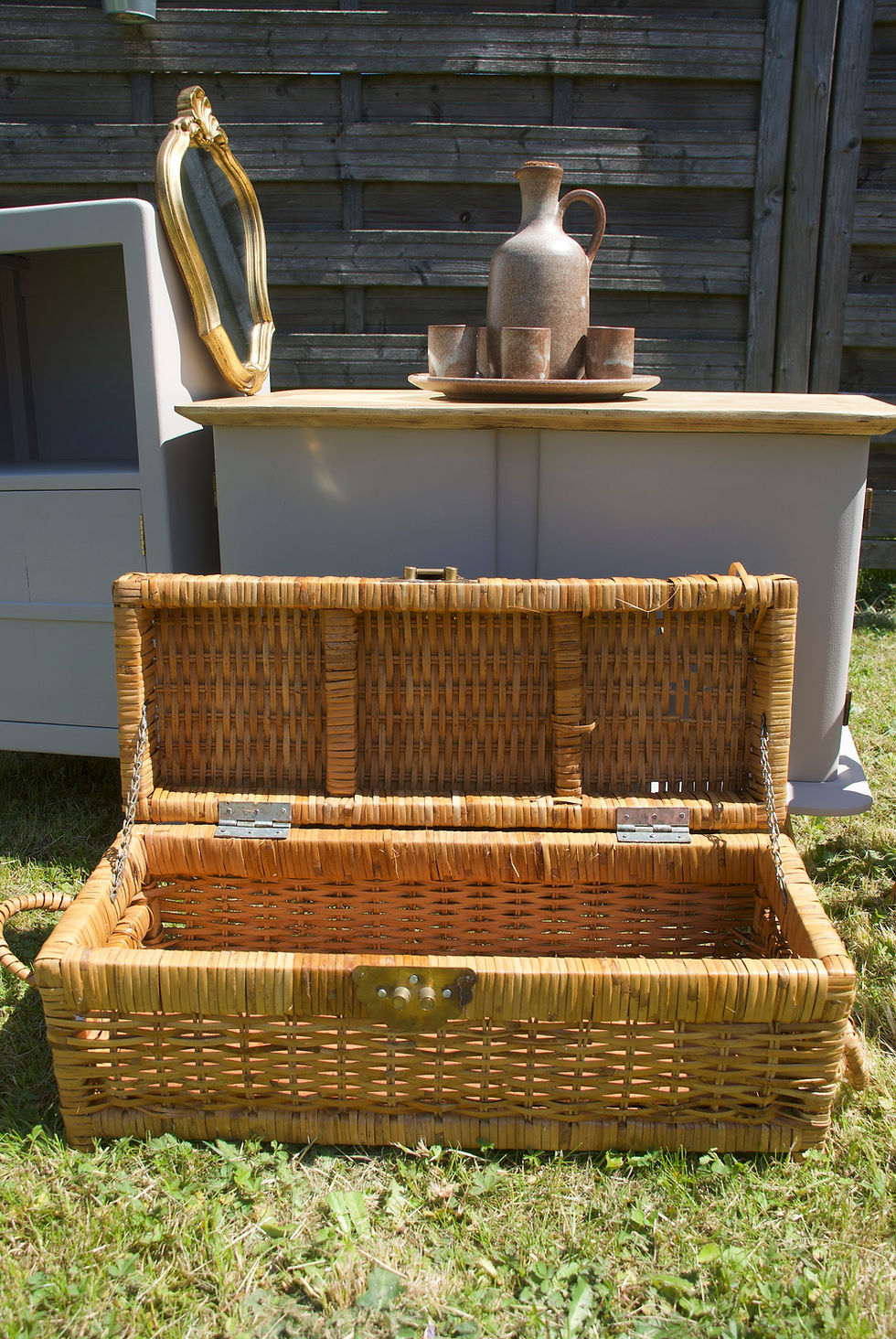 Miniature : Malle en osier vintage