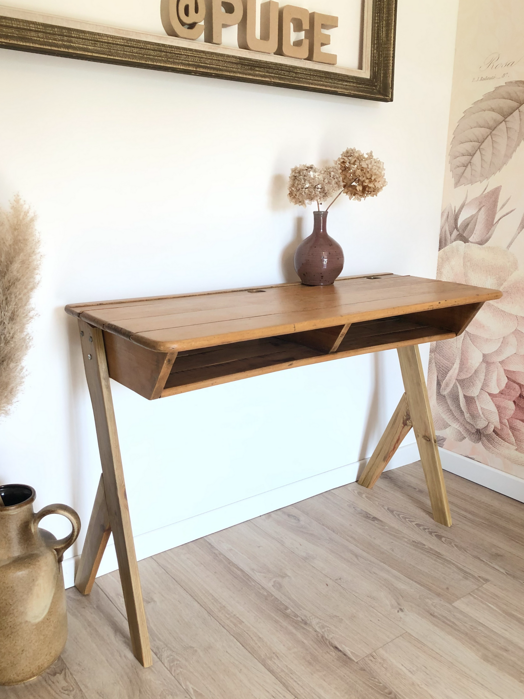 Pupitre double d'écolier, des années 50/60