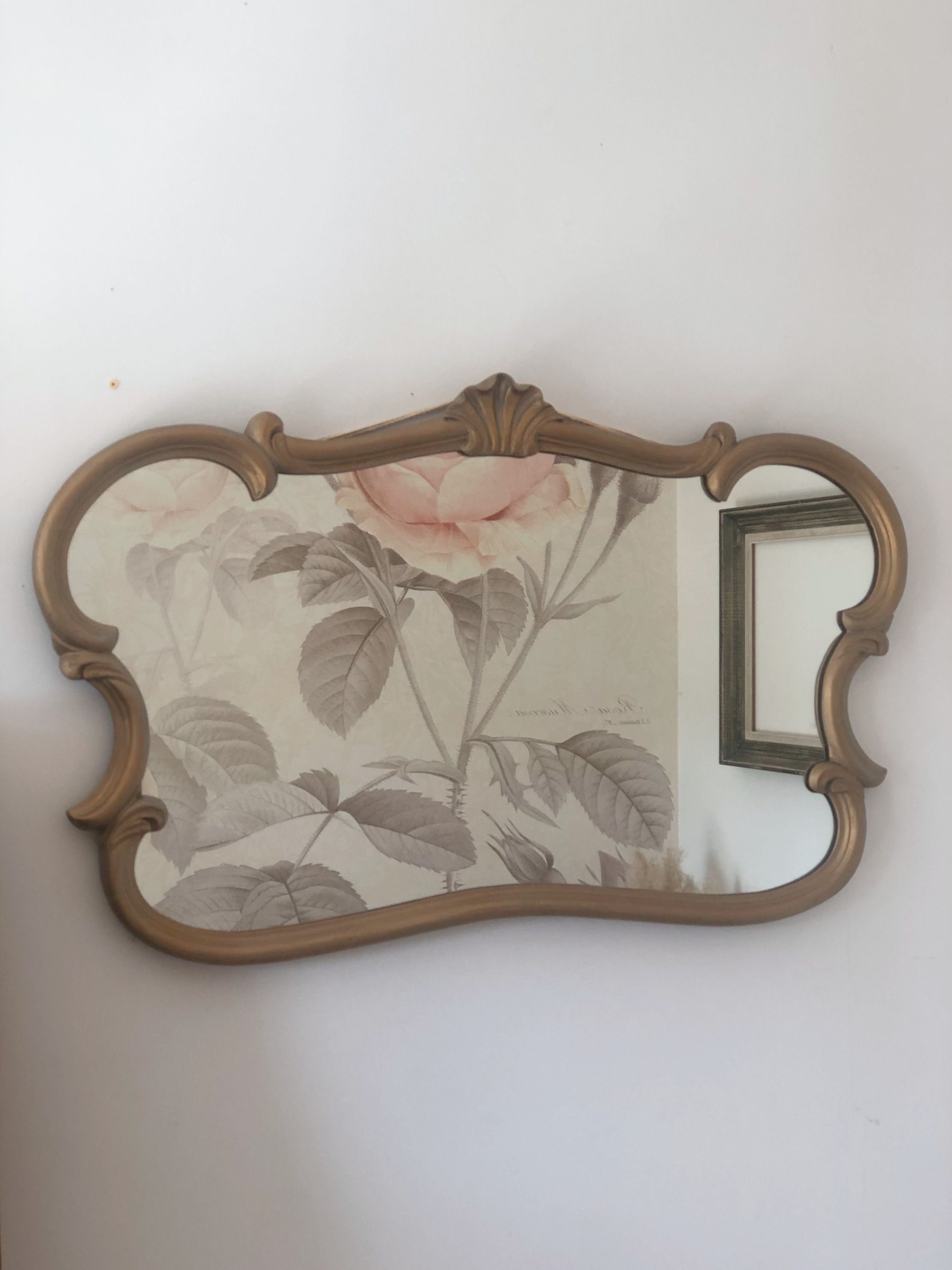 Miroir coquille vintage horizontal, patine dorée