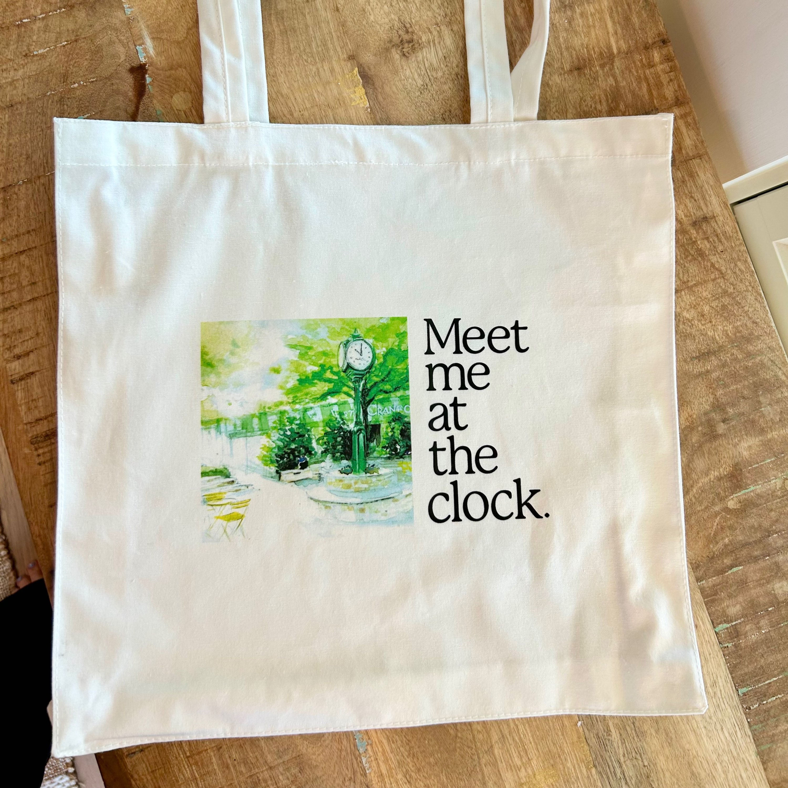 “Meet me at the clock.” Small Tote