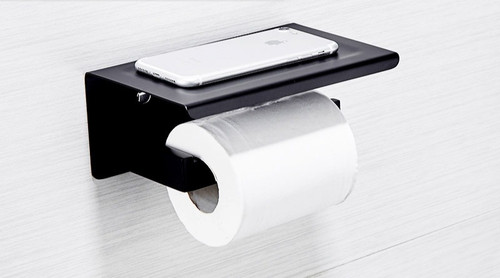 Black Toilet Holder with Platform | ATL Home Decore