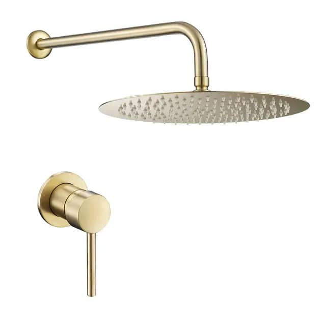 Round Shower Set Brushed Gold