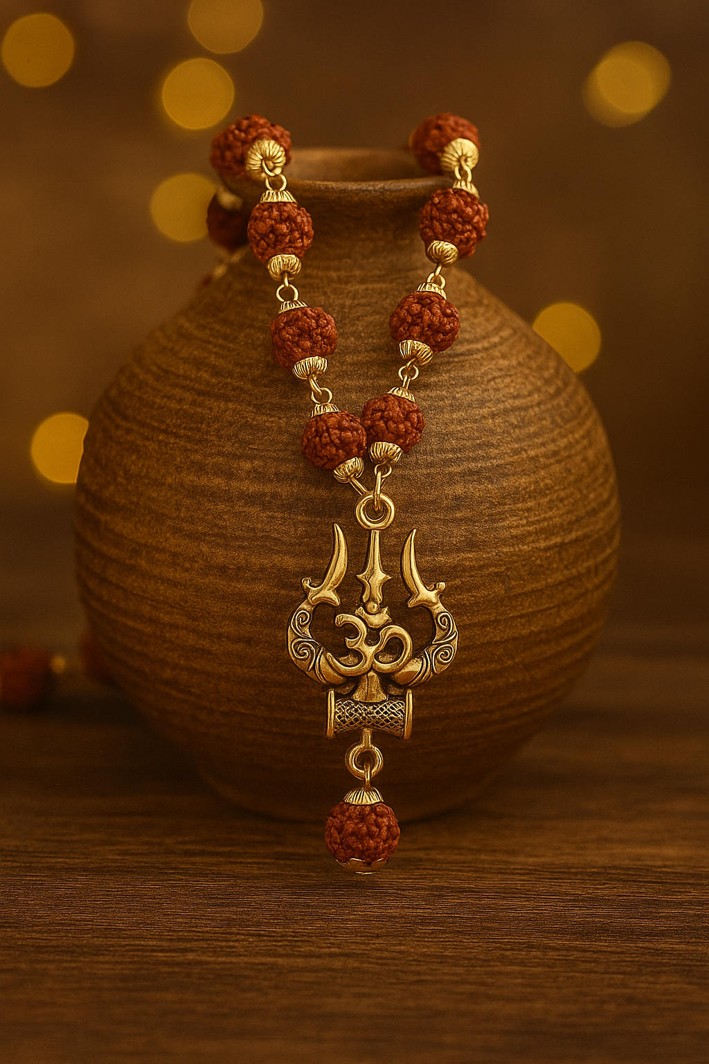 Rudraksha Om Trishul Damru Pendant Mala for Men & Boys