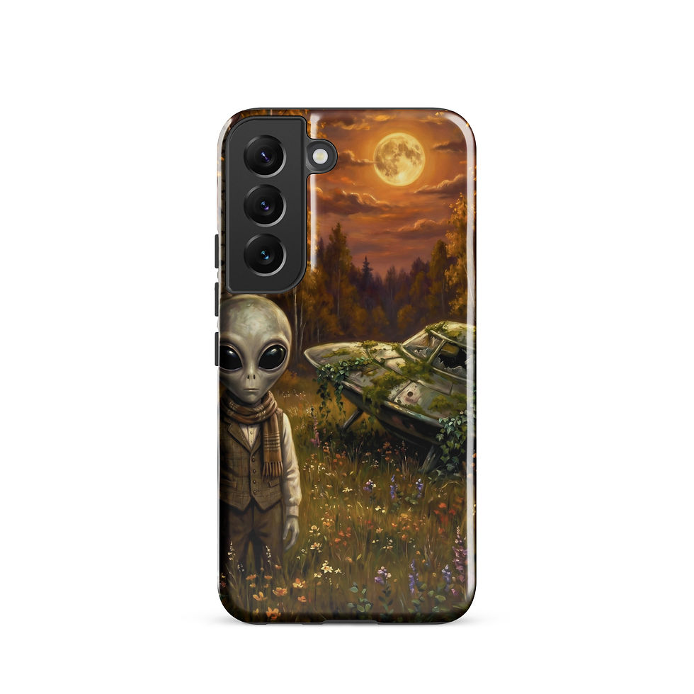 Thumbnail: Paranormal investigator themed phone case for Samsung featuring a harvest moon and autumn woods.