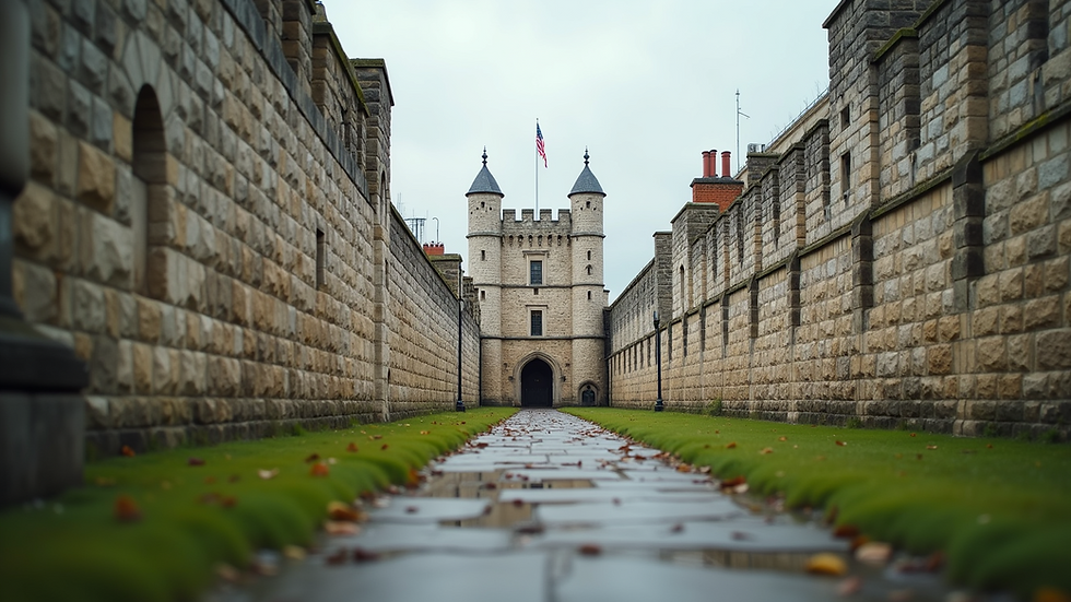 Eye-level view of the Tower of London with its historic stone walls