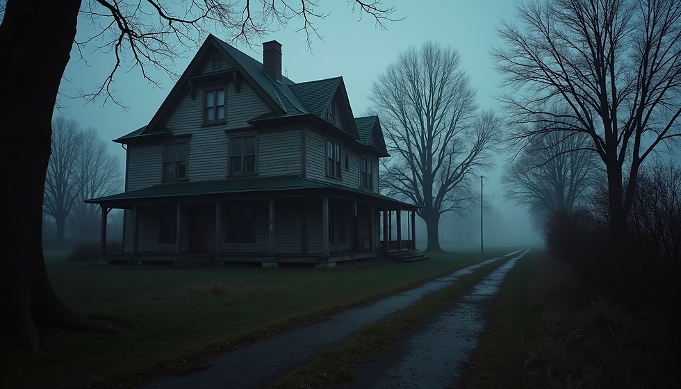 A haunted house on a quiet road