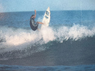 Gee Rainbow surfing in Delray Beach in 1989