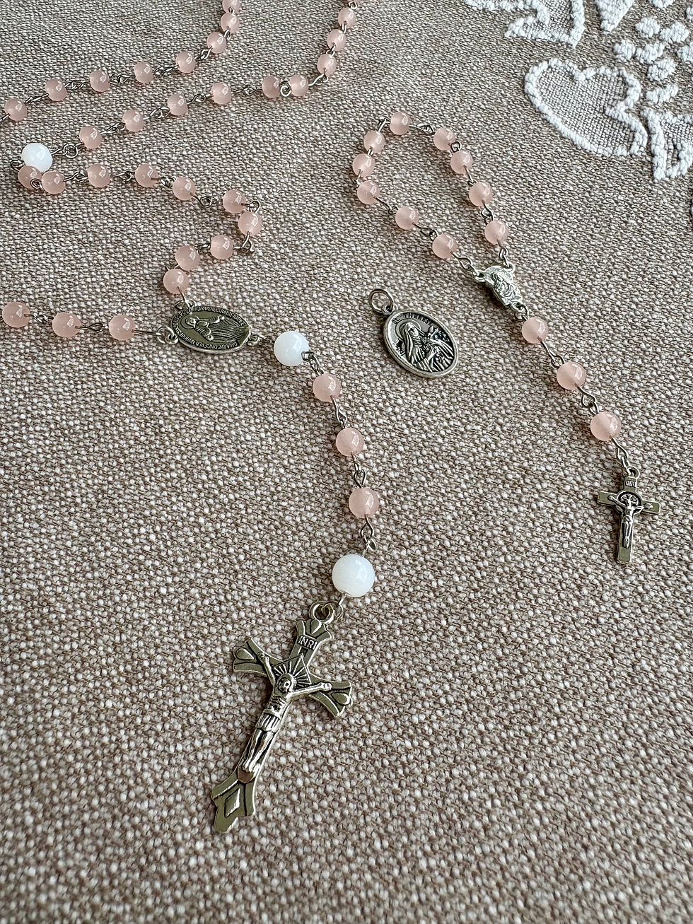 Thumbnail: St Therese Rosary and Mini Gift Set - Blessed by Pope Leo XIV, Handmade in Italy