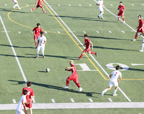Pierce Brahmas and Pasadena City College Lancers play on the field in Shepard Stadium at Pierce College.