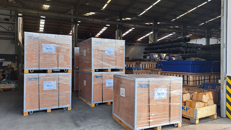 Proses Packing pengiriman sistem conveyor PT Vortex Conveyor International