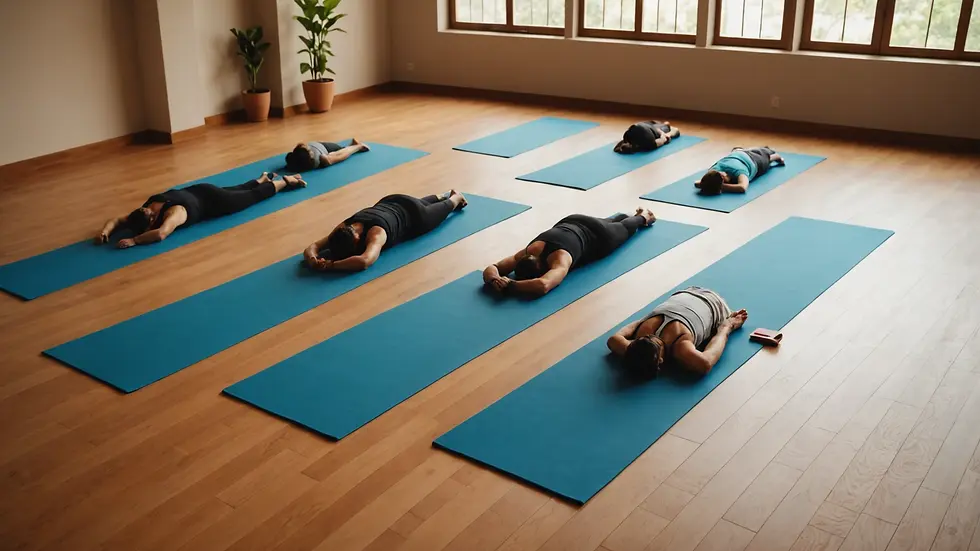 High-angle view of a serene yoga space for practicing Surya Namaskar