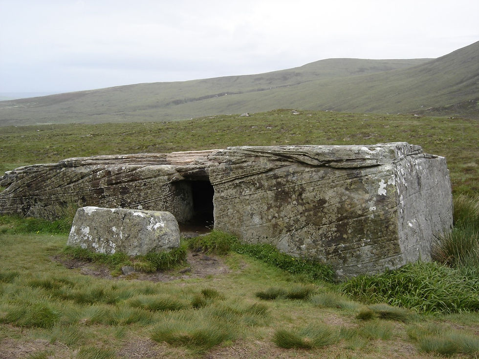 The Dwarfie Stane on Hoy in Orkney, a stone which was home to a dwarf in local folklore.