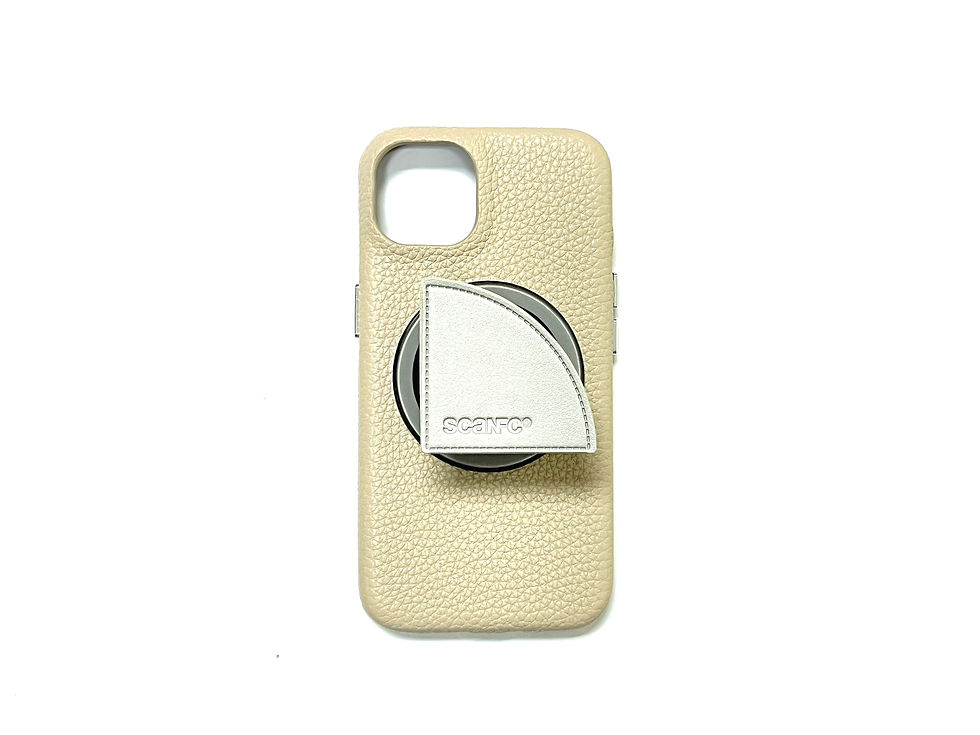 SCANFC leather phone case with phone grip (Beige case)