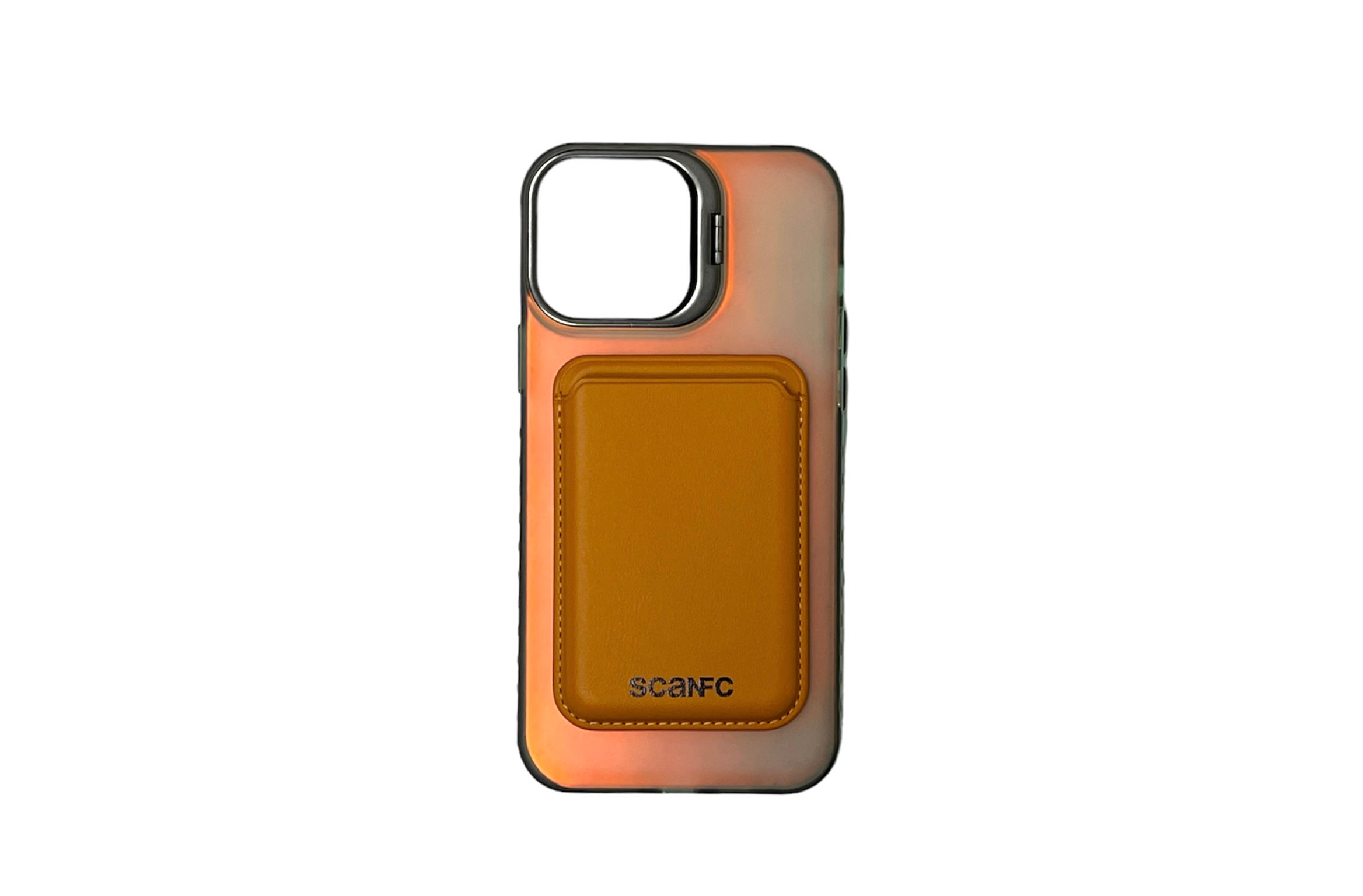 SCANFC lens ring stand phone case with MagSafe (Brown card holder)