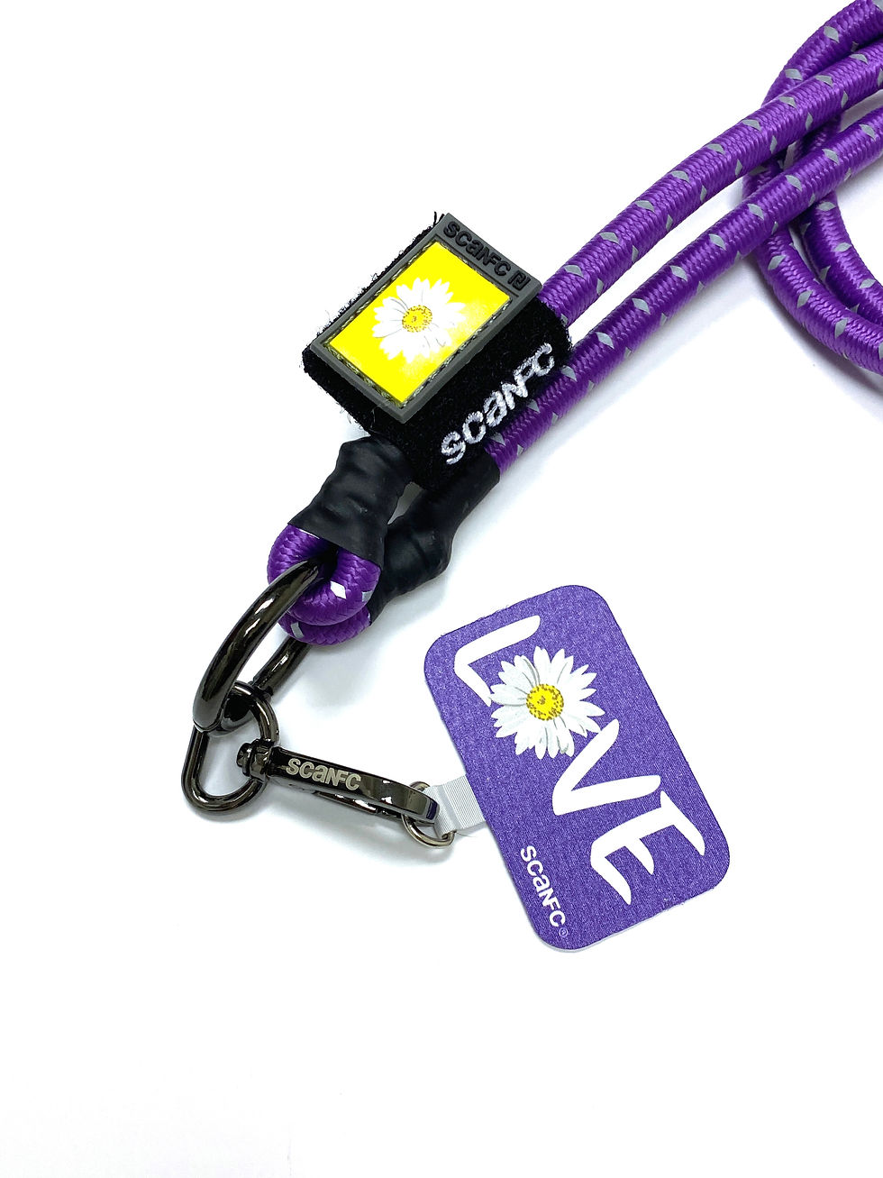 Thumbnail: SCANFC purple engineered mobile strap with phone tag (Love flower)