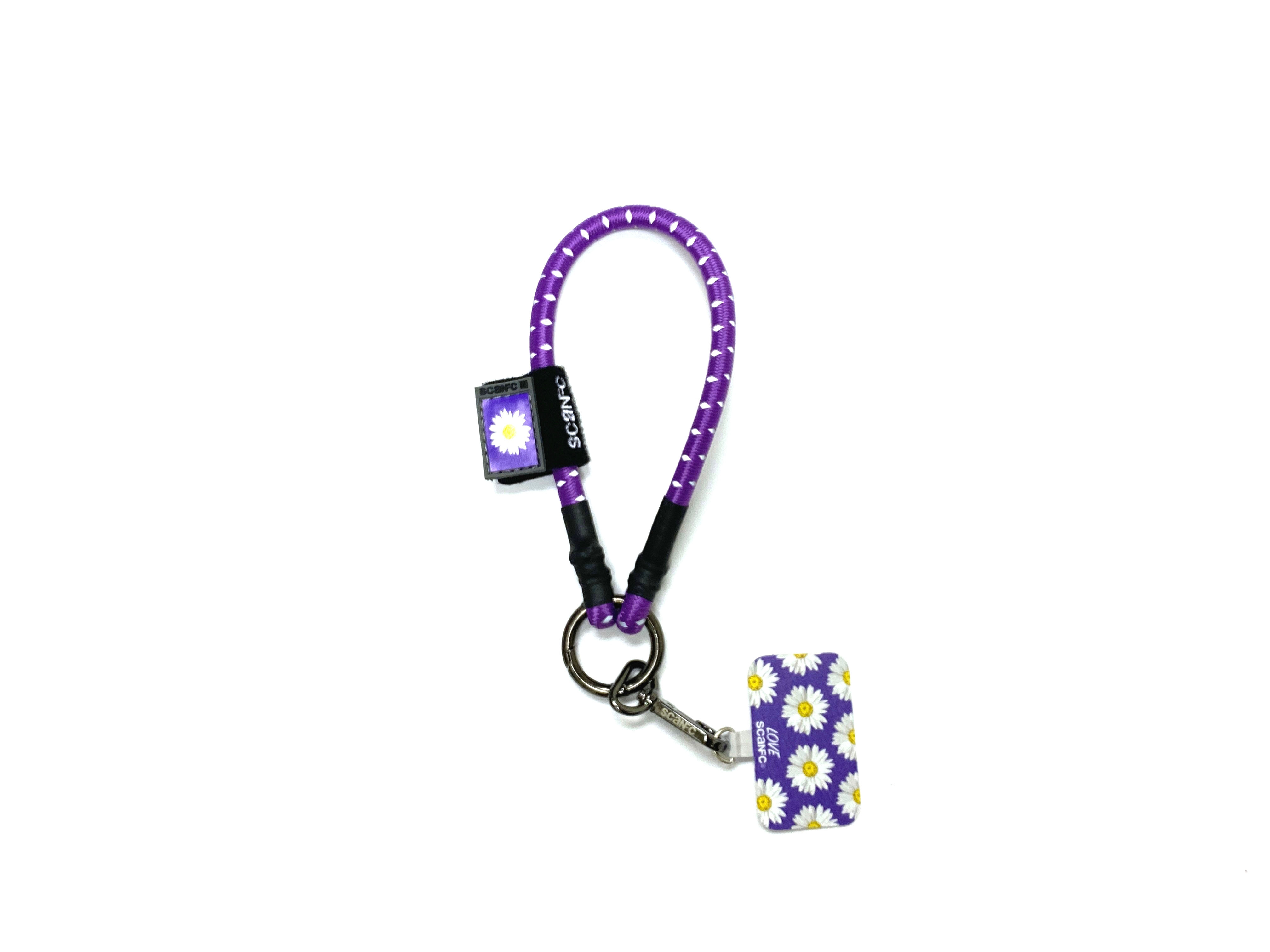 SCANFC purple bungee wrist strap with phone tag (Flower in the air)