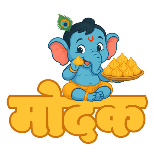 Cute Ganesh Modak Cloth Sticker | Kotian