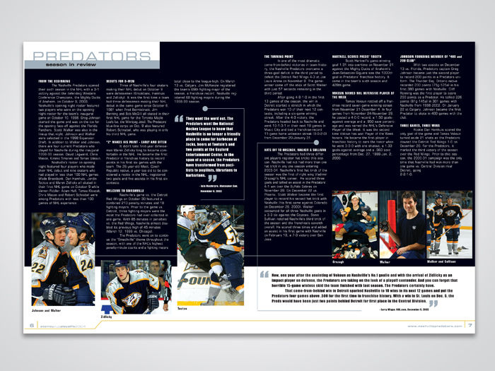 Nashville Predators Sabertooth Times Magazine Spread