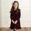 Thumbnail: GIRLS VELVET RUFFLED DRESS IN WINE