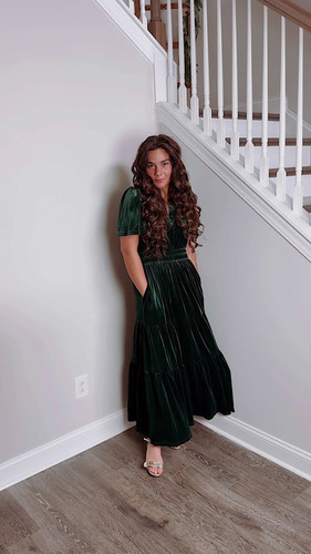 chinese dress ladies Baltic Born Womens Meghan Velvet Wrap Maxi Dress | Deep Green main image 0