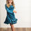 Thumbnail: GIRLS VELVET RUFFLED DRESS IN TEAL