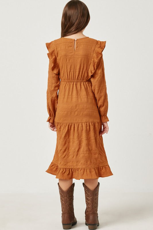 Thumbnail: GIRLS RUFFLED TIE BOHO DRESS