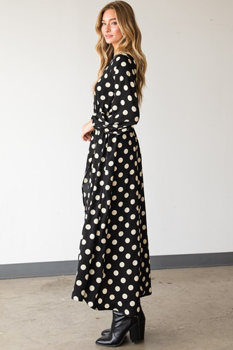 green emerald velvet dress Beach Riot | Elodie Dress Midnight Polka Dot | Polka Dot Maxi Dress main image 1