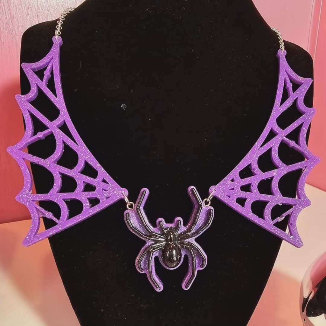 Spiderweb Statement Necklace (purple)