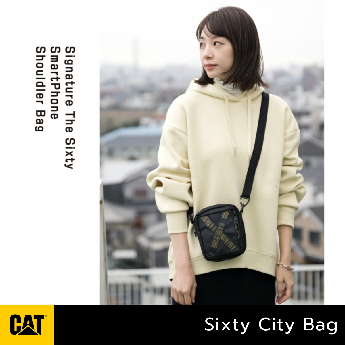 Caterpillar กระเป๋าสะพายข้าง รุ่น The Sixty City (84166) วัสดุ PU กันน้ำ