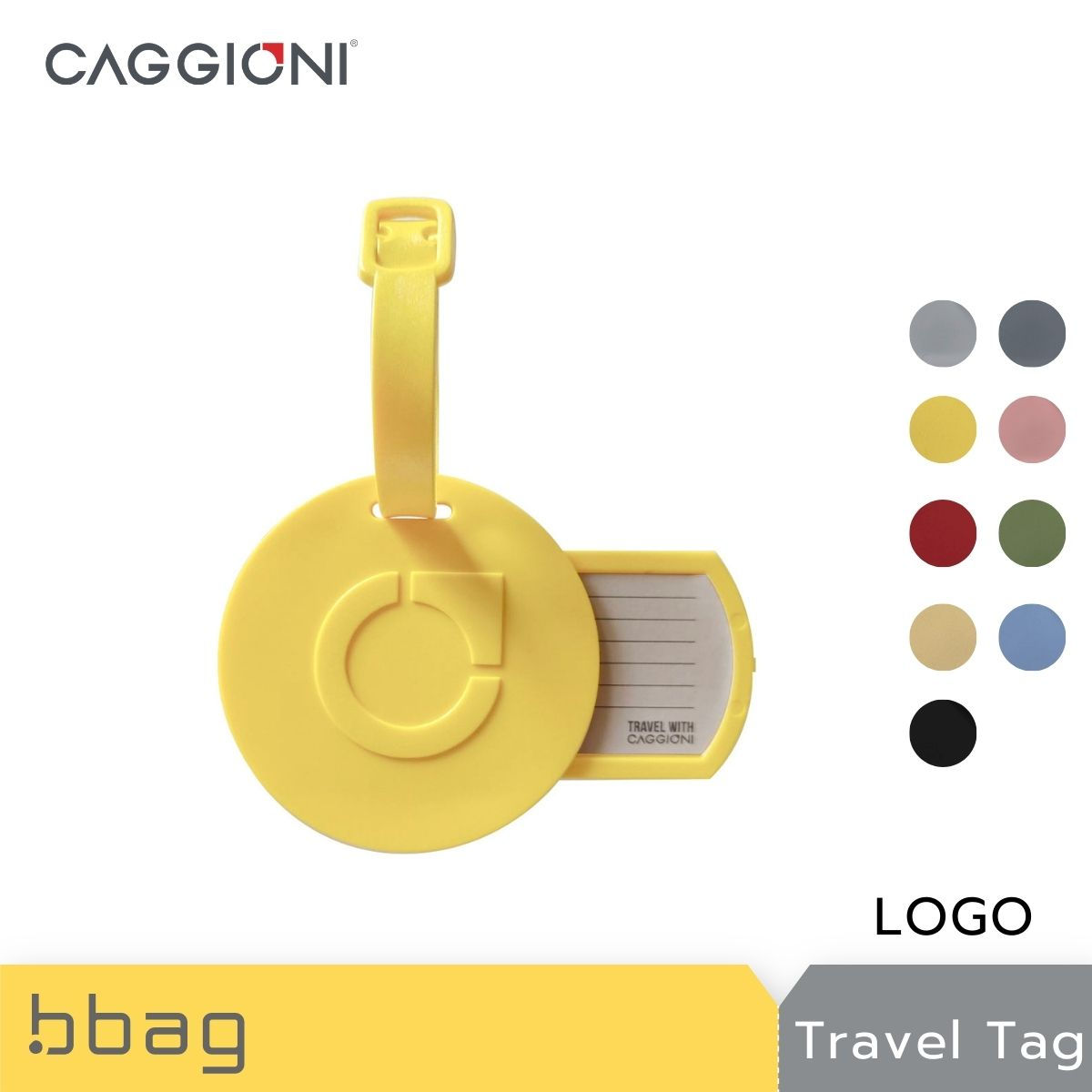 Caggioni ป้ายห้อยกระเป๋าเดินทาง พลาสติก ปั๊มนูนโลโก้ (Caggioni Tag) - แพ็ค 2